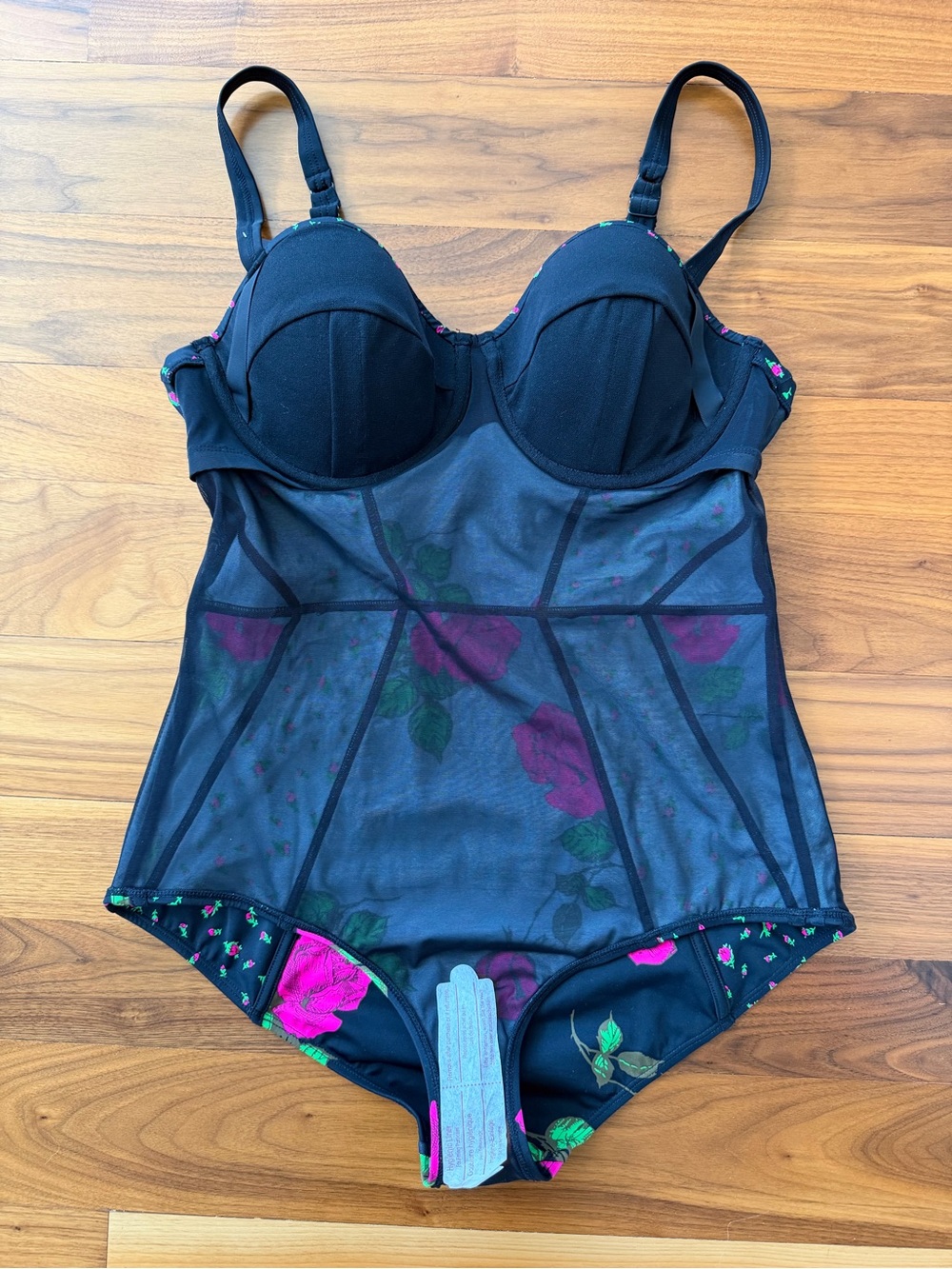 NWT Torrid x Betsy Johnson Black Pink Rose Swimsuit Sz 12 / L Whimsigoth Floral - Picture 11 of 16